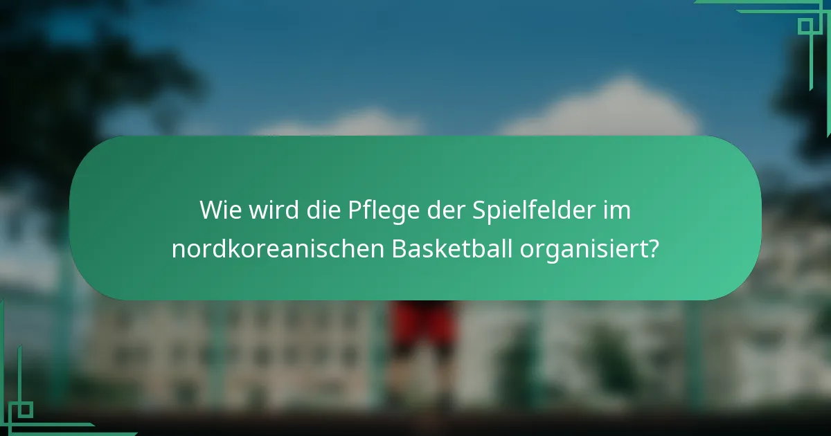 Wie wird die Pflege der Spielfelder im nordkoreanischen Basketball organisiert?